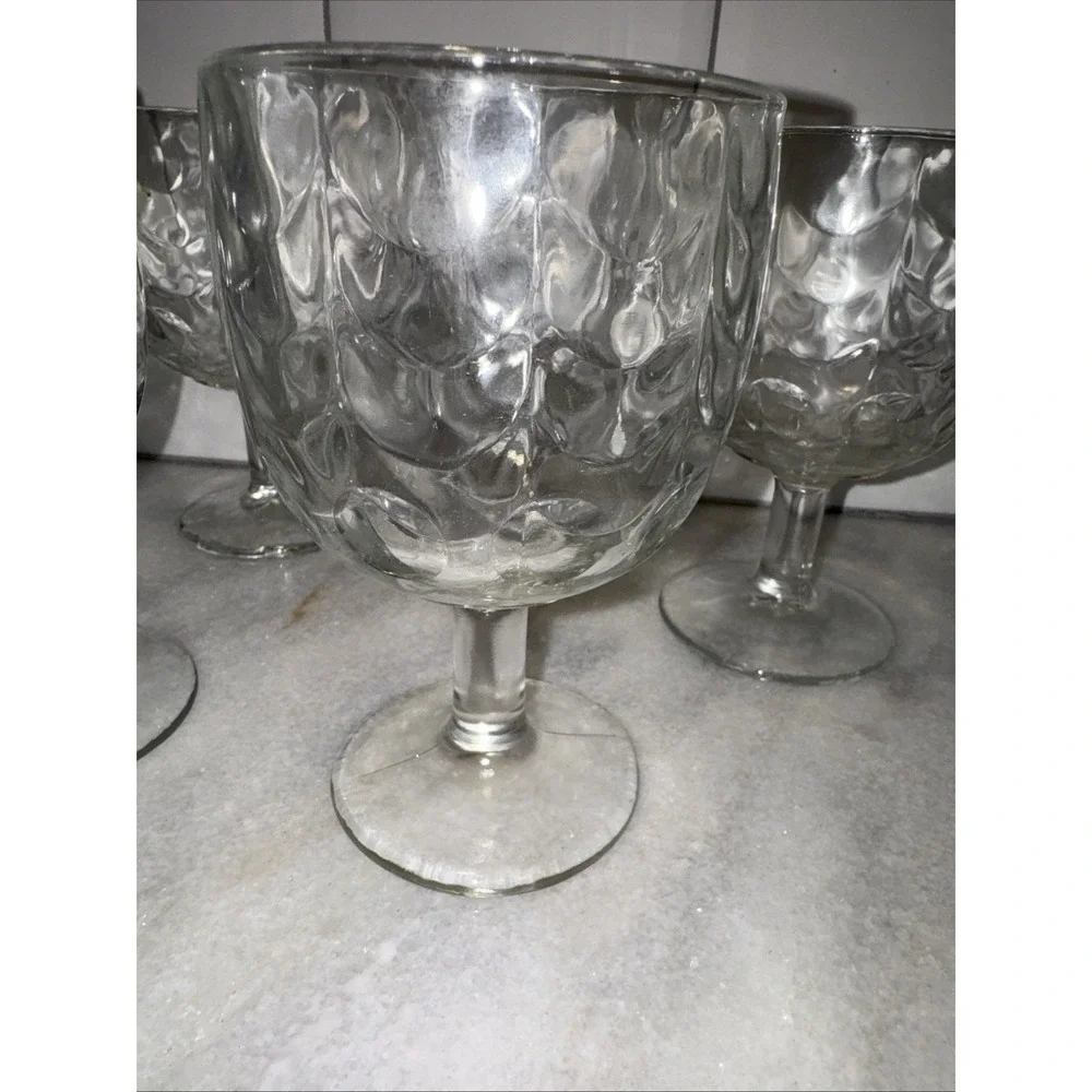 Set Of 6 VTG Bartlett Collin's THUMBPRINT/drape Optic Design GLASS GOBLET GW0001
